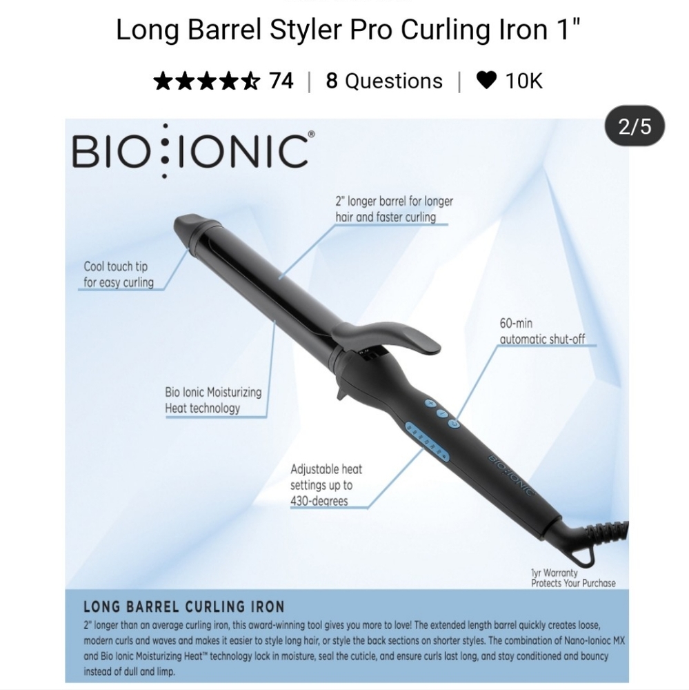 BIO IONIC 1" Long Barrel Styler